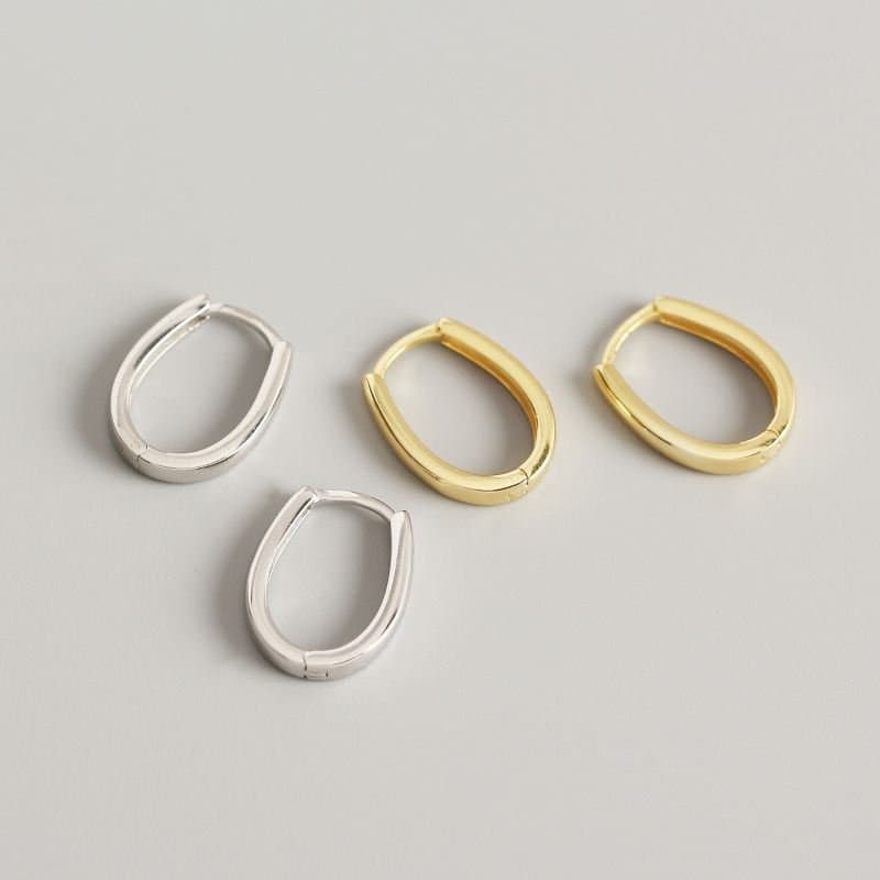 Minimalism U Shape Geometric 925 Sterling Silver Hoop Earrings