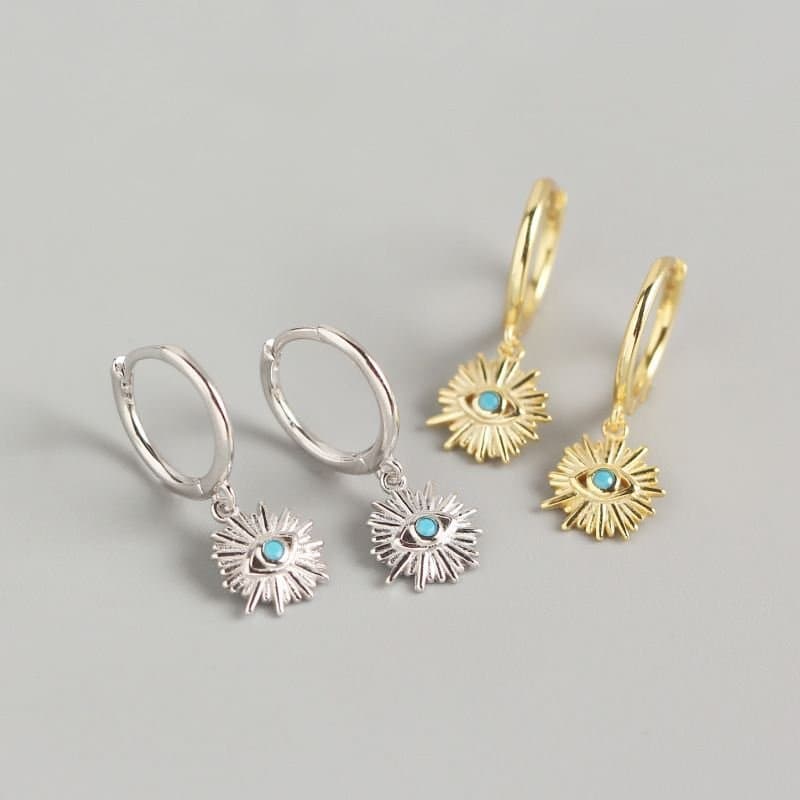 Eyes 925 Sterling Silver Hoop Earrings