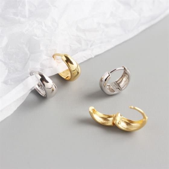 Round Circle 925 Sterling Silver Huggie Hoop Earrings