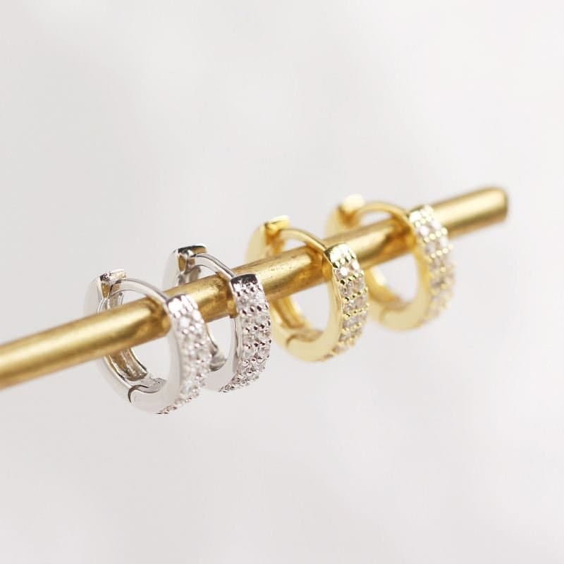 Minimalism CZ Circle 925 Sterling Silver Huggie Hoop Earrings