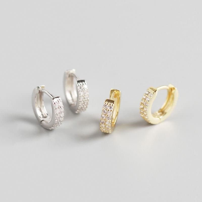 Minimalism CZ Circle 925 Sterling Silver Huggie Hoop Earrings