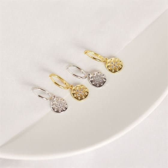 Shining CZ Flower Round 925 Sterling Silver Leverback Earrings