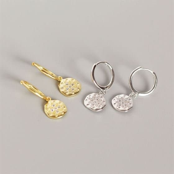 Shining CZ Flower Round 925 Sterling Silver Leverback Earrings