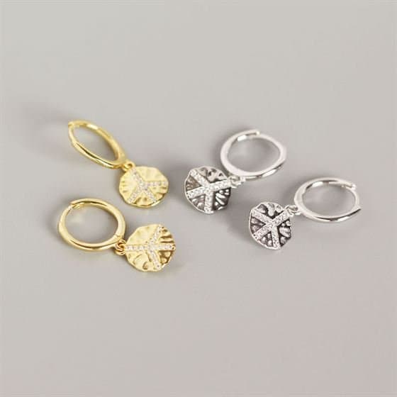 CZ Louts Leaf 925 Sterling Silver Leverback Earrings