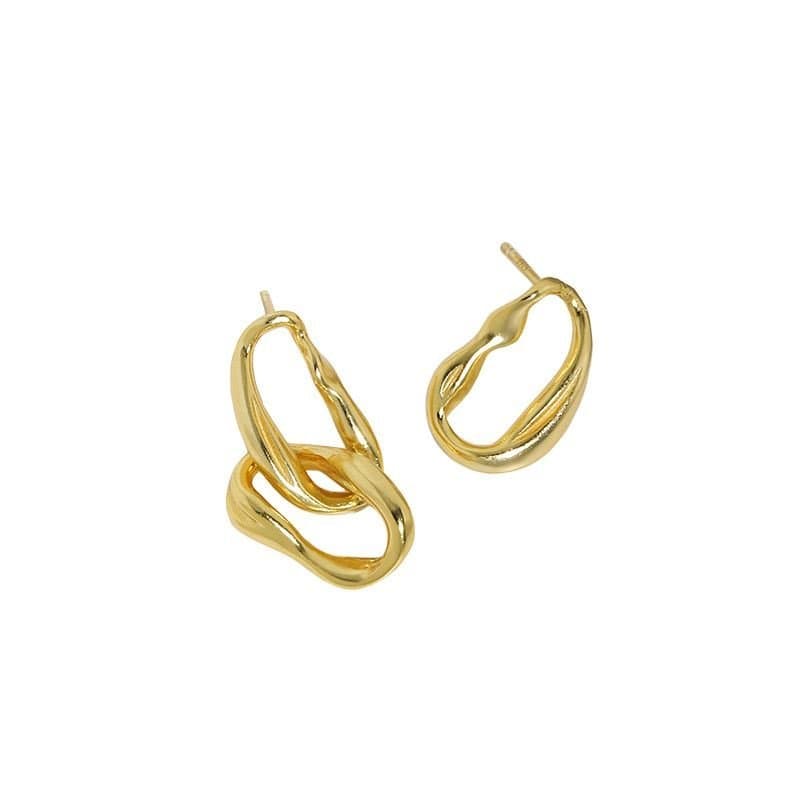 Asymmetric Hollow Chain 925 Sterling Silver Dangling Earrings