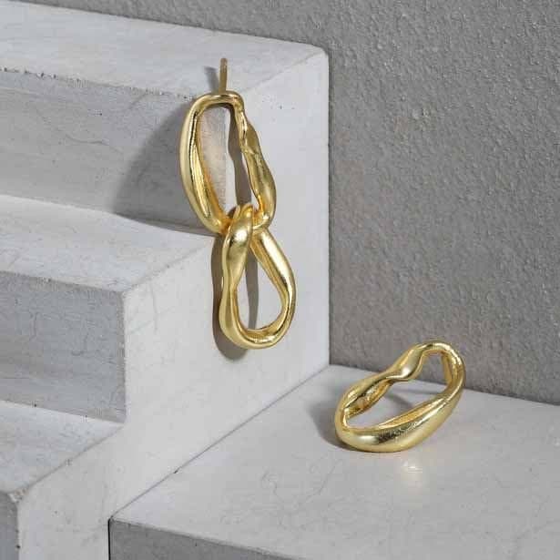 Asymmetric Hollow Chain 925 Sterling Silver Dangling Earrings