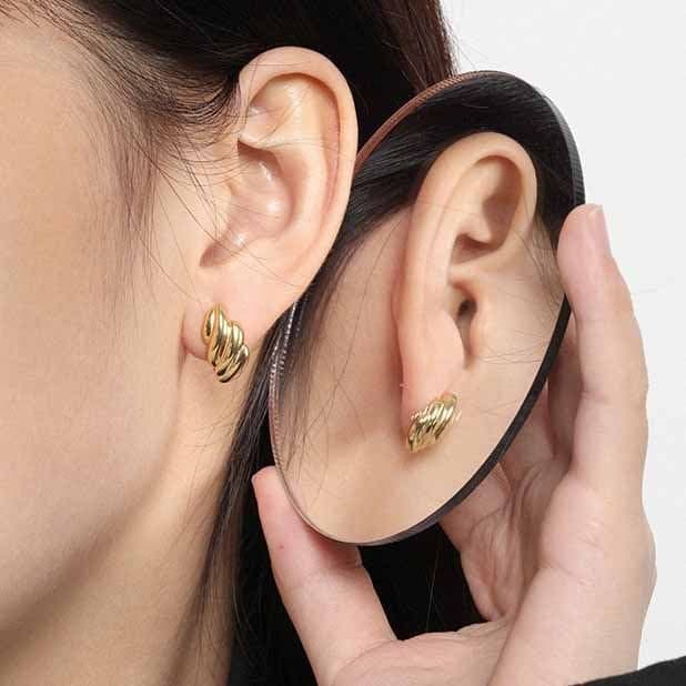 Geometric Irregular Thread Twisted 925 Sterling Silver Stud Earrings
