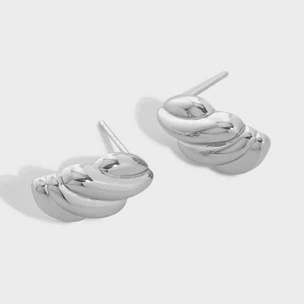 Geometric Irregular Thread Twisted 925 Sterling Silver Stud Earrings