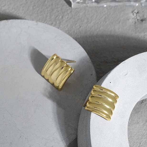 Geometric Rectangle Strips 925 Sterling Silver Stud Earrings