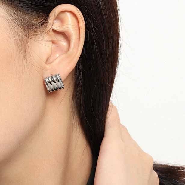 Geometric Rectangle Strips 925 Sterling Silver Stud Earrings