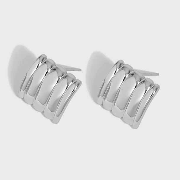 Geometric Rectangle Strips 925 Sterling Silver Stud Earrings
