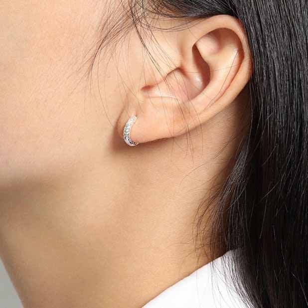 Mini Irregular Geometric Circle 925 Sterling Silver Huggie Hoop Earrings