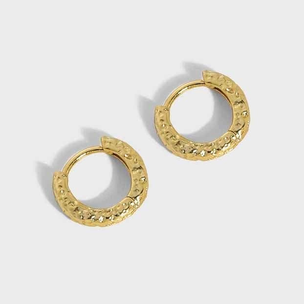 Mini Irregular Geometric Circle 925 Sterling Silver Huggie Hoop Earrings
