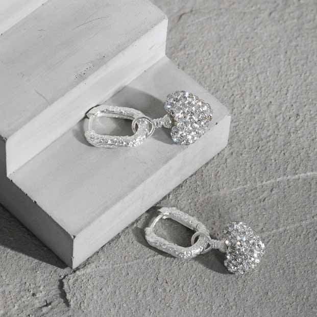 Elegant CZ Heart Geometric 925 Sterling Silver Dangling Earrings
