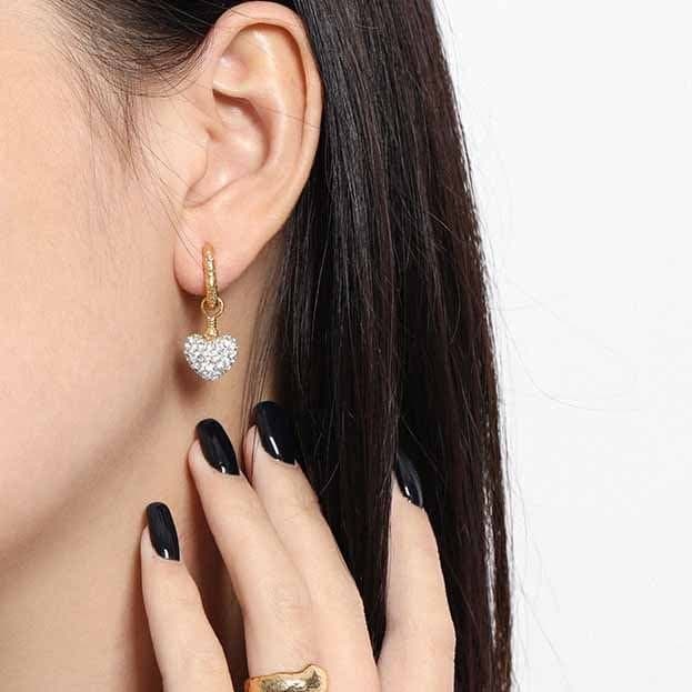 Elegant CZ Heart Geometric 925 Sterling Silver Dangling Earrings