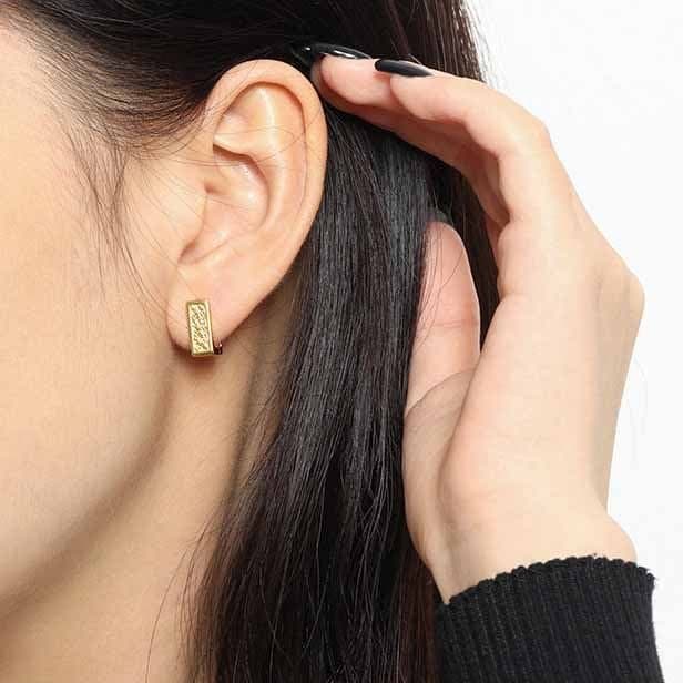 Geometric Hollow Rectangle 925 Sterling Silver Hoop Earrings