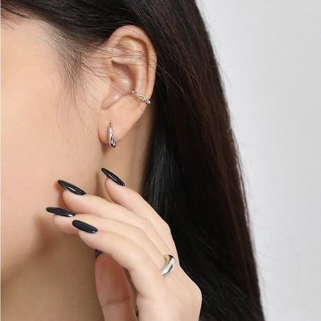 Classic Glossy 925 Sterling Silver Huggie Hoop Earrings