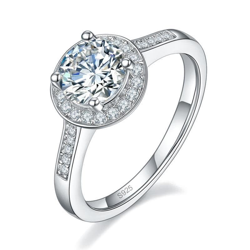 1 Carat Moissanite Diamond Halo Engagement Ring