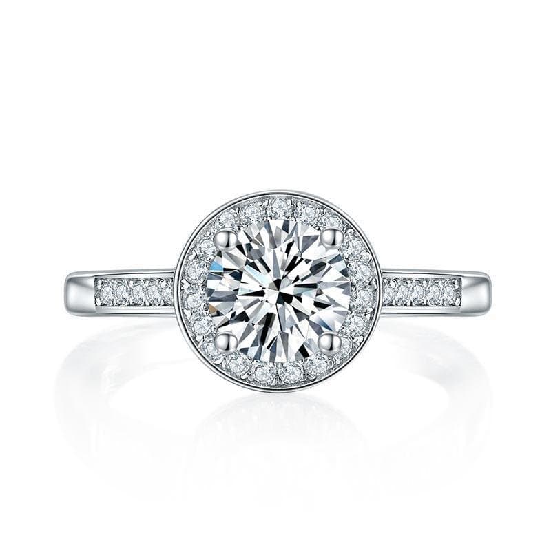 1 Carat Moissanite Diamond Halo Engagement Ring