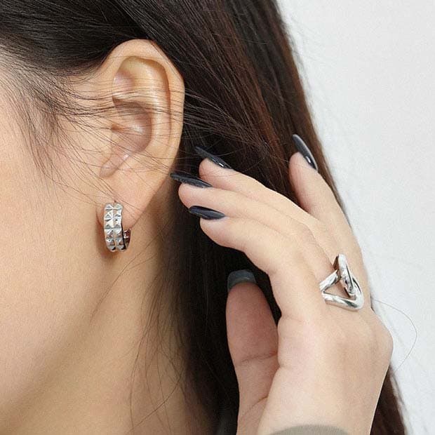 Gear 925 Sterling Silver Huggie Hoop Earrings