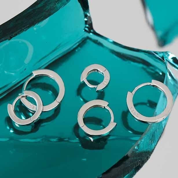 Minimalism Geometric Circle 925 Sterling Silver Huggie Hoop Earrings