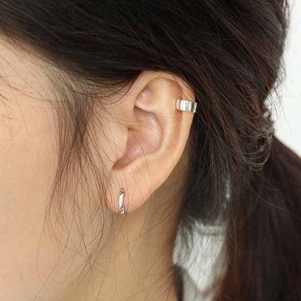 Minimalism Geometric Circle 925 Sterling Silver Huggie Hoop Earrings