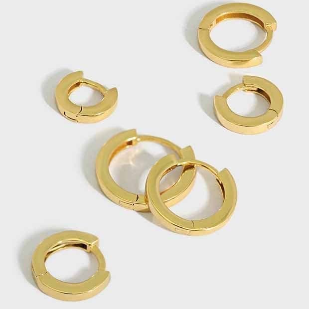 Minimalism Geometric Circle 925 Sterling Silver Huggie Hoop Earrings