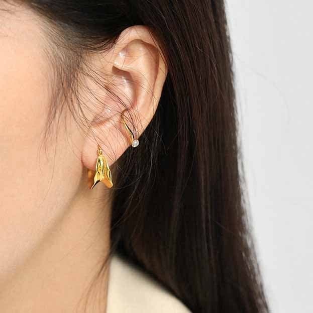 Geometric Irregular Circle 925 Sterling Silver Hoop Earrings