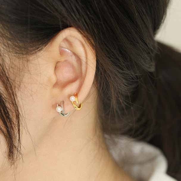 Shell Pearl 925 Sterling Silver Hoop Earrings