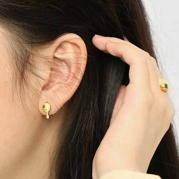 Asymmetric Lock Key 925 Sterling Silver Hoop Earrings
