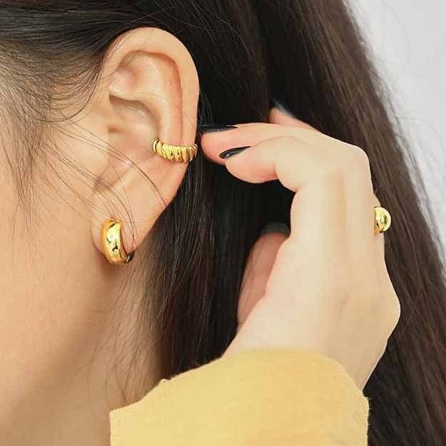 Minimalism Mini Wide Circle 925 Sterling Silver Huggie Hoop Earrings