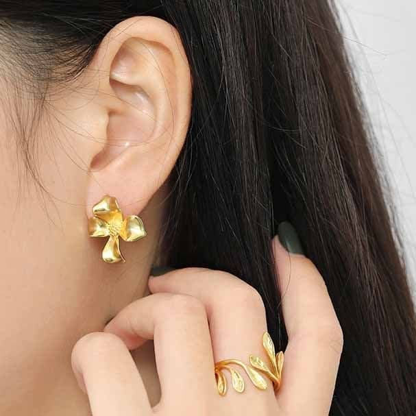 Girl Flower 925 Sterling Silver Stud Earrings