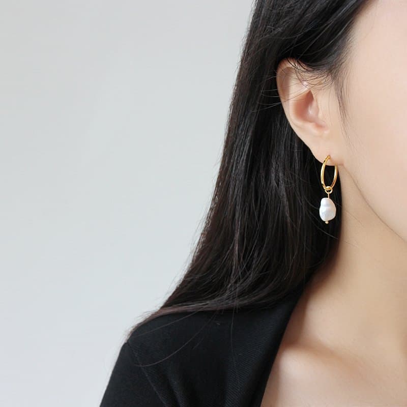 Natural Pearl 925 Sterling Silver Dangling Earrings