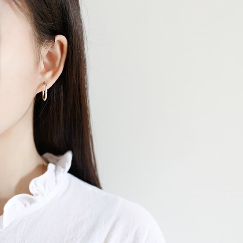 Round 925 Sterling Silver Hoop Earrings
