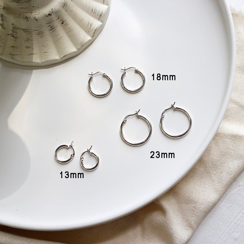 Round 925 Sterling Silver Hoop Earrings