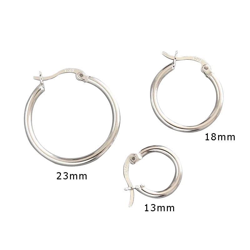 Round 925 Sterling Silver Hoop Earrings