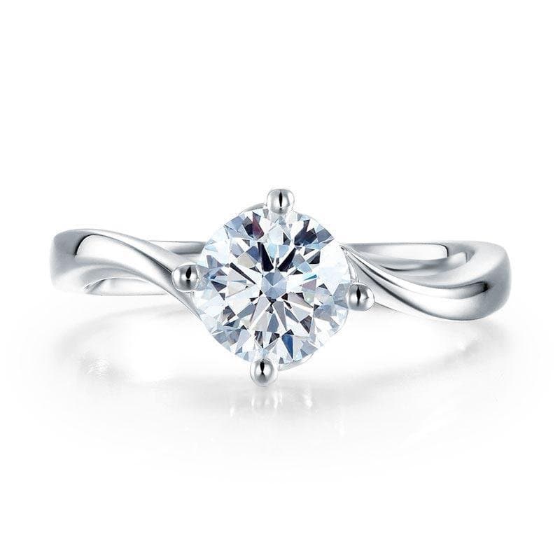 1 Carat Moissanite Diamond Swirl Solitaire Ring