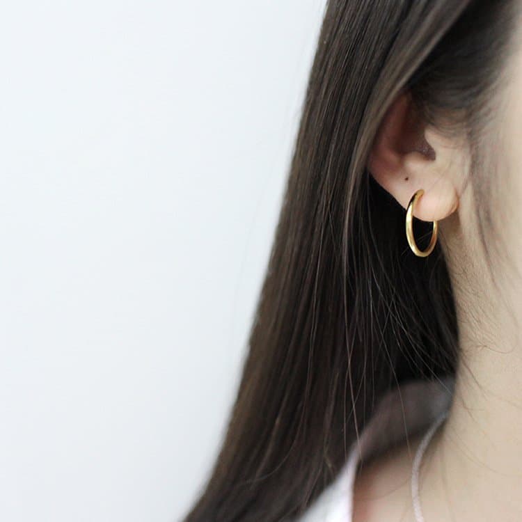 Yellow Gold Solid 925 Sterling Silver Huggie Hoop Earrings