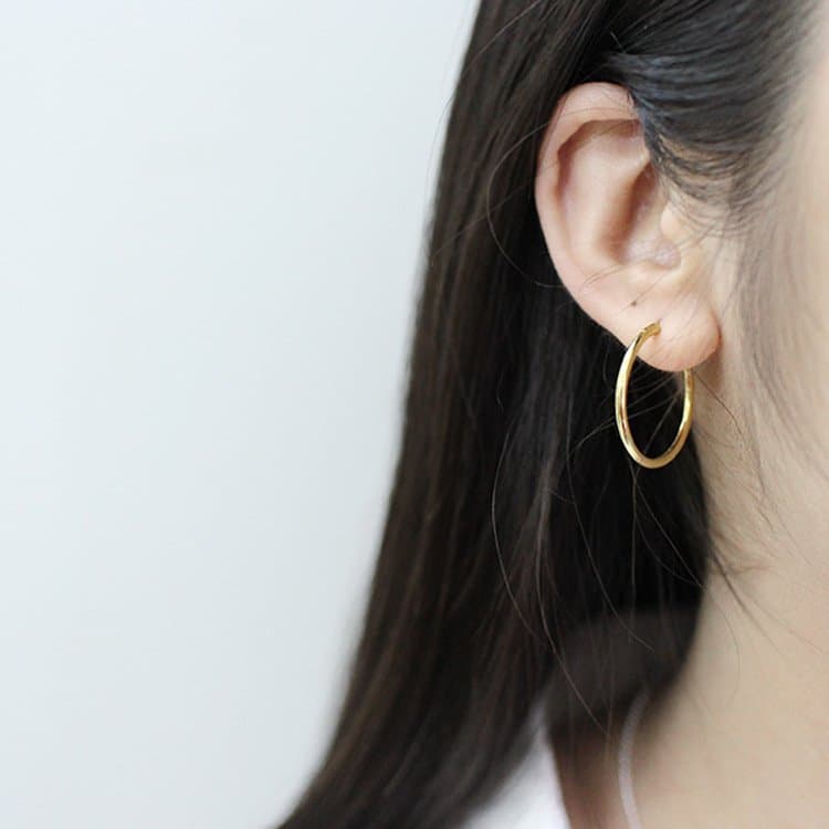 Yellow Gold Solid 925 Sterling Silver Huggie Hoop Earrings