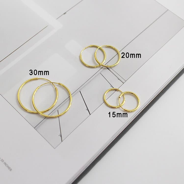 Yellow Gold Solid 925 Sterling Silver Huggie Hoop Earrings