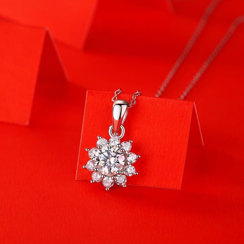 Moissanite CZ Snowflake 925 Sterling Silver Necklace