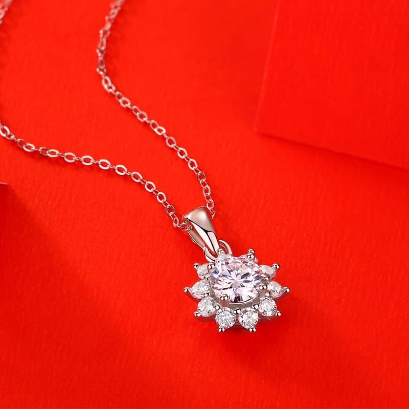 Moissanite CZ Snowflake 925 Sterling Silver Necklace