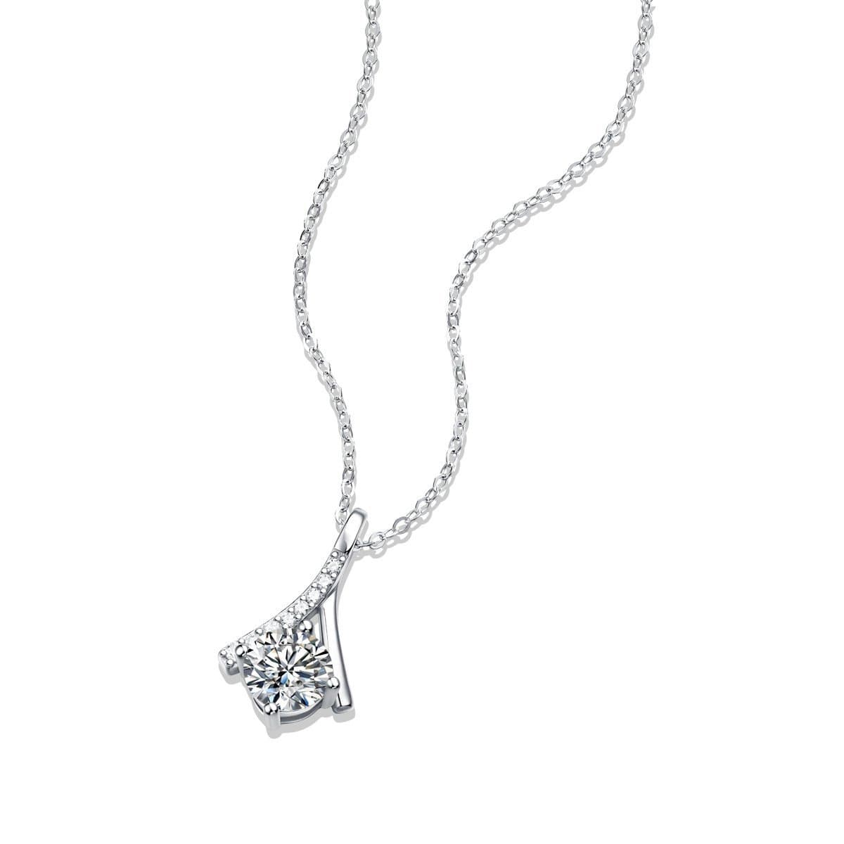 Moissanite CZ V Letter 925 Sterling Silver Necklace