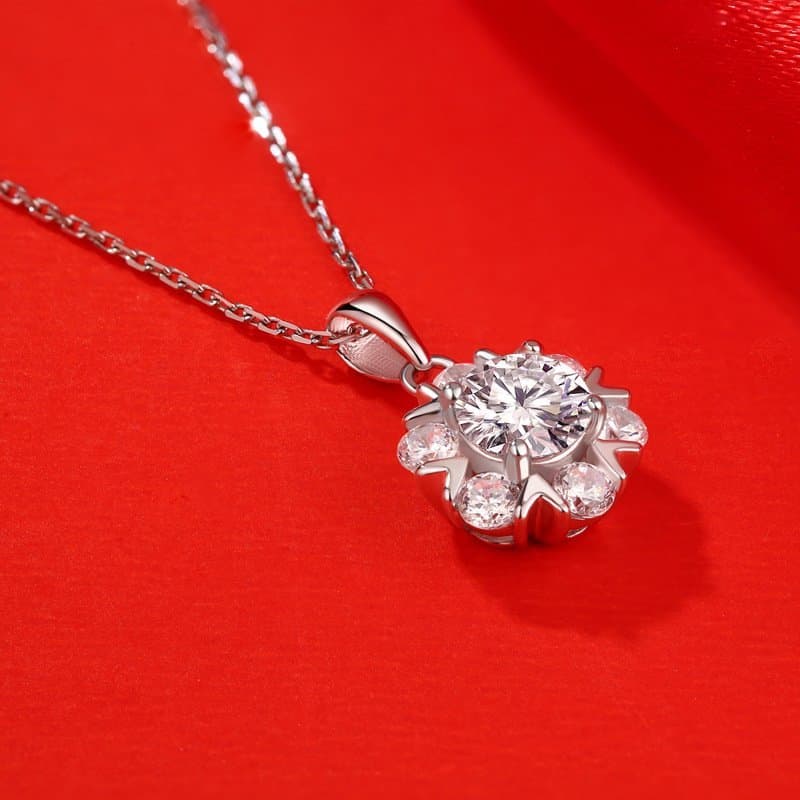 Moissanite CZ Snowflake 925 Sterling Silver Necklace