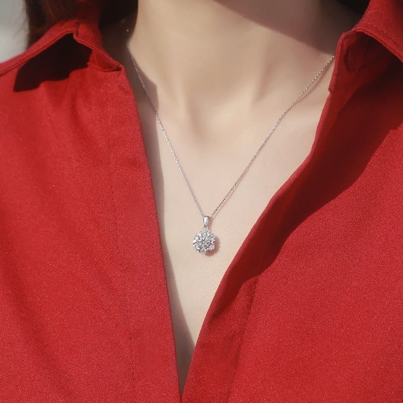 Moissanite CZ Snowflake 925 Sterling Silver Necklace