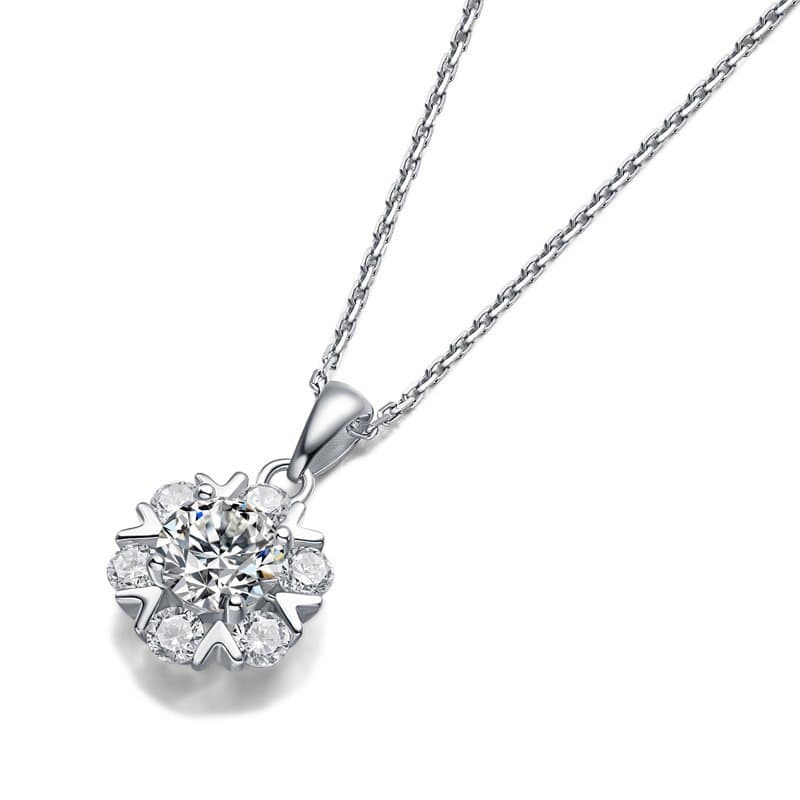 Moissanite CZ Snowflake 925 Sterling Silver Necklace