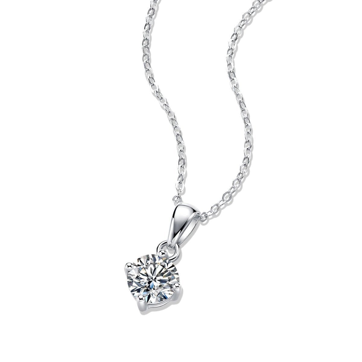Four Claw Moissanite CZ 925 Sterling Silver Necklace