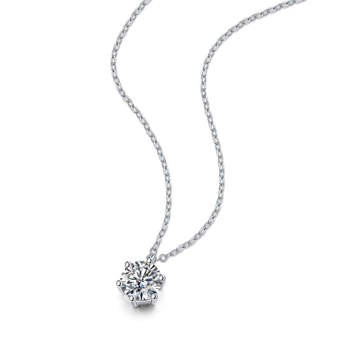 Six Claw Moissanite CZ Heart Border 925 Sterling Silver Necklace