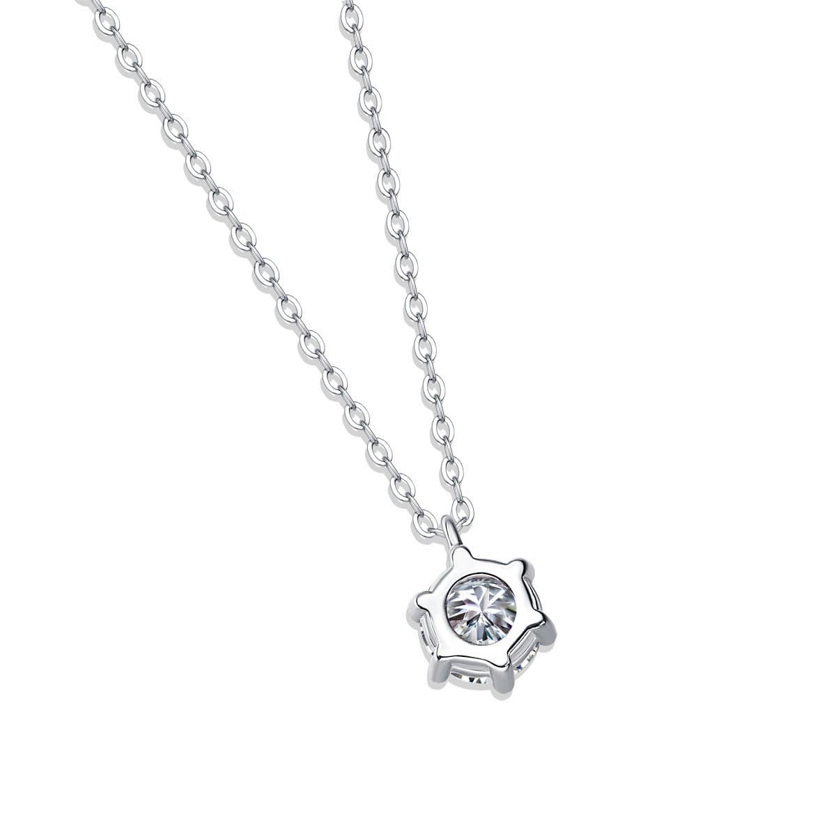 Six Claw Moissanite CZ Heart Border 925 Sterling Silver Necklace