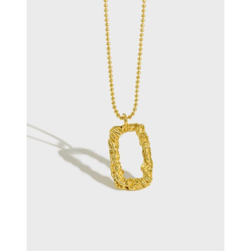 Geometric Hollow Rectangle 925 Sterling Silver Necklace